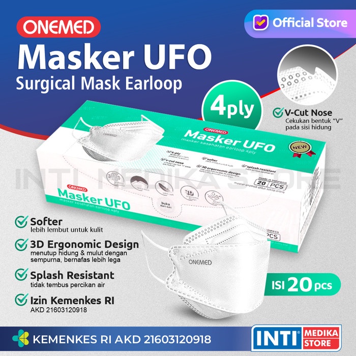 Jual Onemed Masker D Ply Surgical Earloop Ufo Model Sensi Convex Kf Putih Shopee