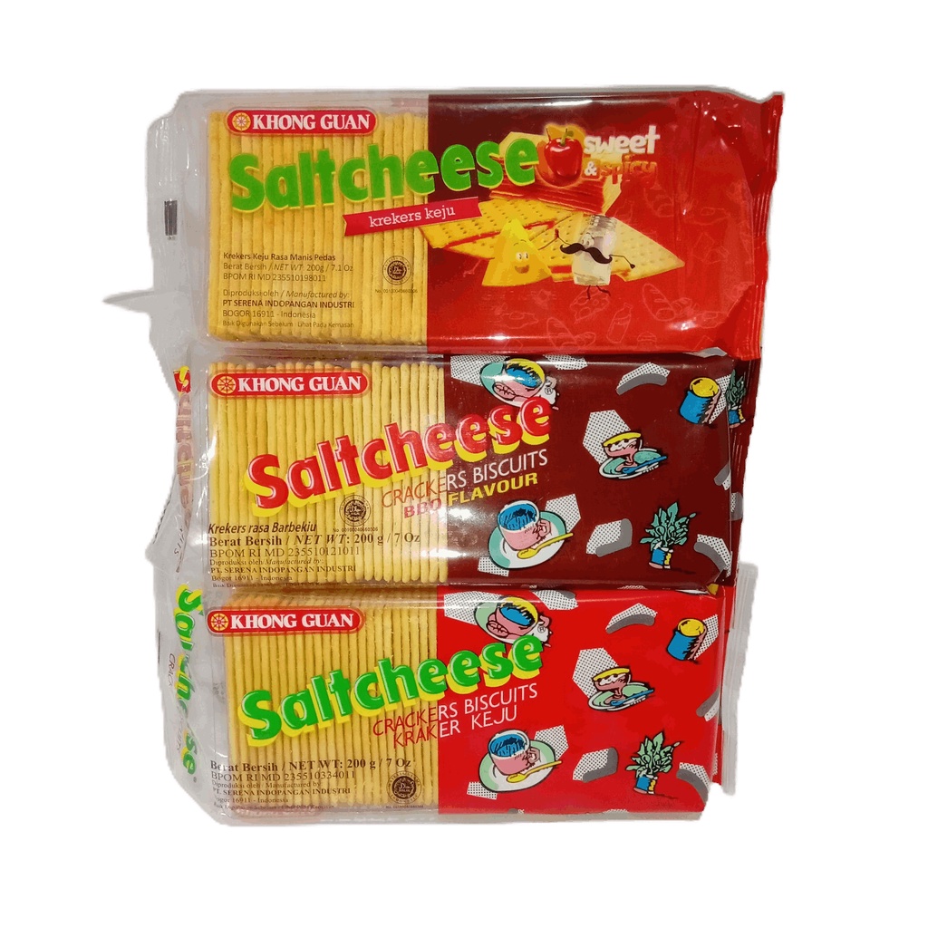 Jual Khong Guan Saltcheese Biskuit Crackers Keju BBQ Pedas Original 200