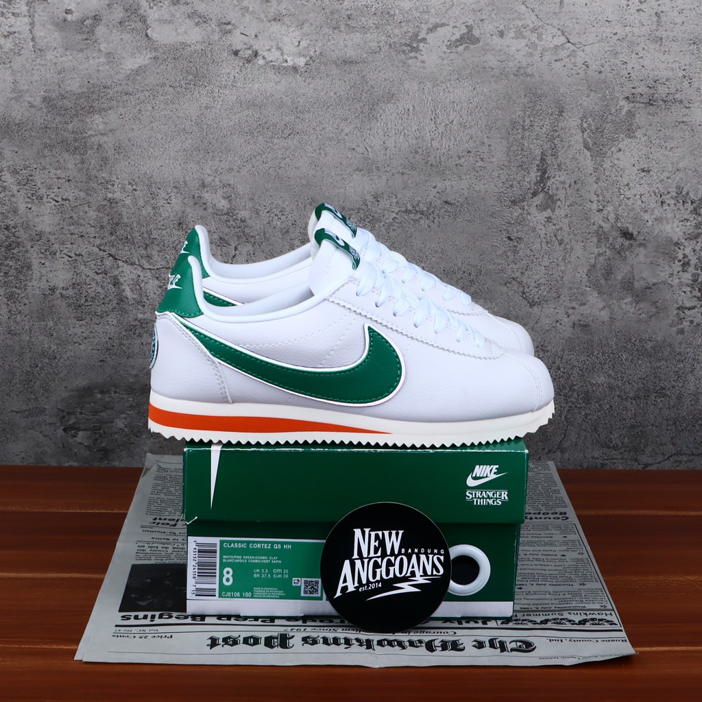 Sepatu Nike Cortez X Stranger Things Hawkins Leather White Green BNIB