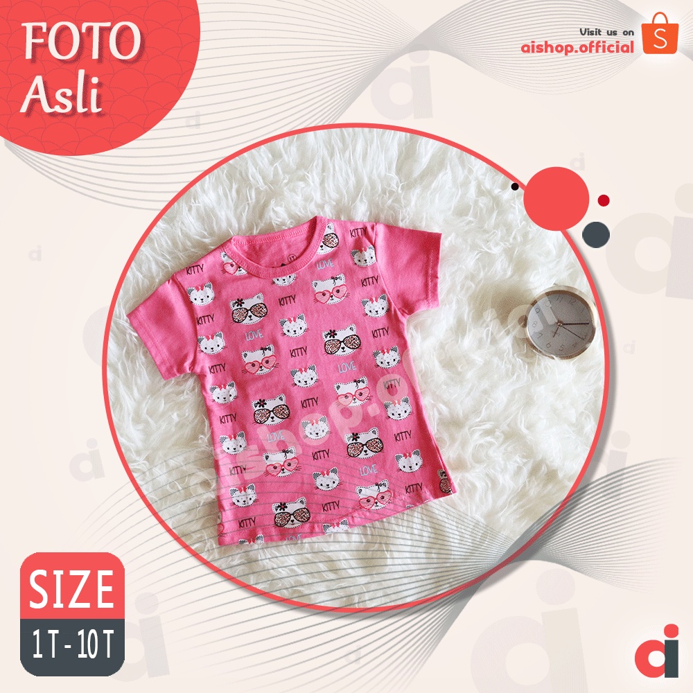 Aero Sweet Cat Bordir Kaos Anak Perempuan