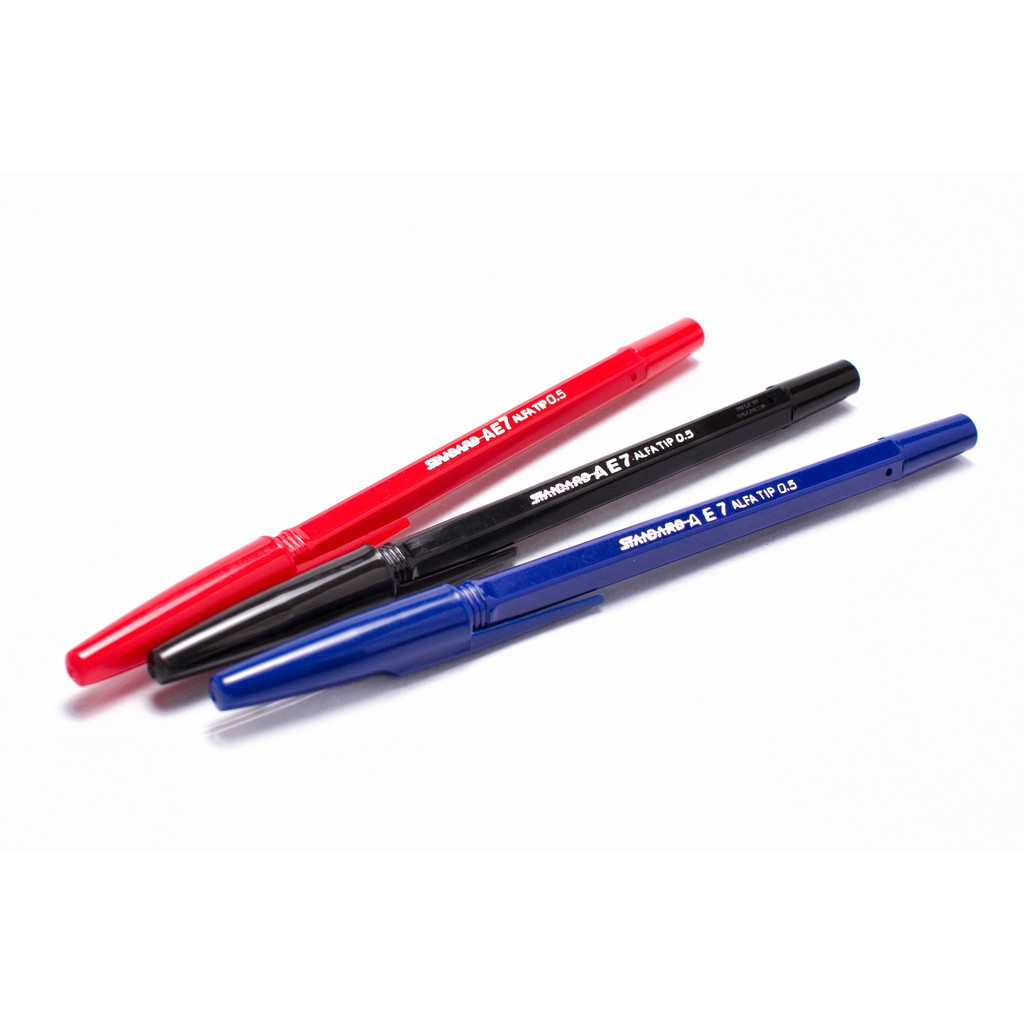 Jual Pulpen Pen Pena Standard AE7 warna hitam/merah/biru 1 box isi 12 ...