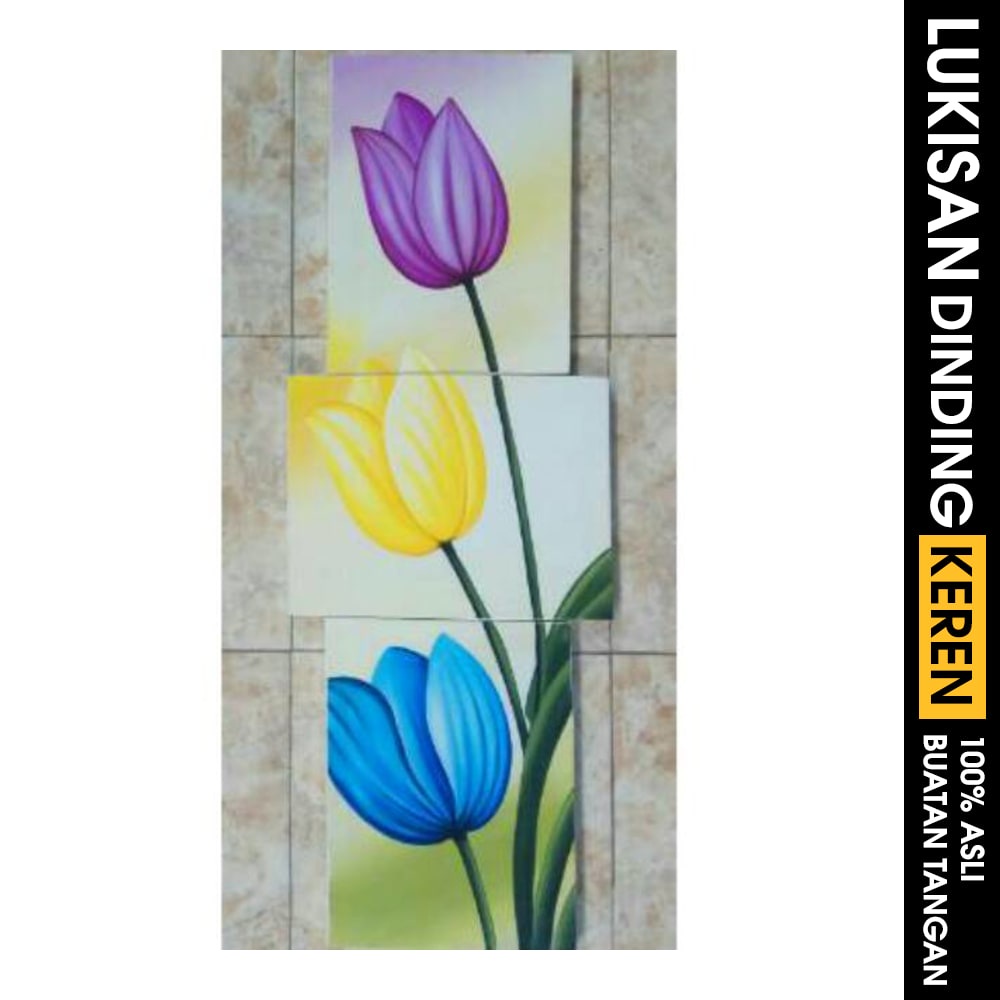 Jual Lukisan panel bunga tulip three colour LUKISAN bung tulip three ...