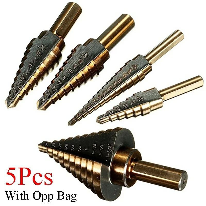 Jual Set 5pcs Mata Bor Besi Pagoda Kerucut Bor Step Drill Bit 3-35mm ...