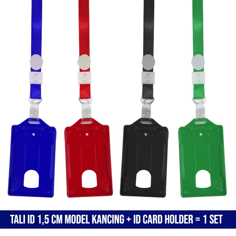 Jual TALI ID CARD NILON 1,5 cm KANCING dengan CASING ID CARD HOLDER ...