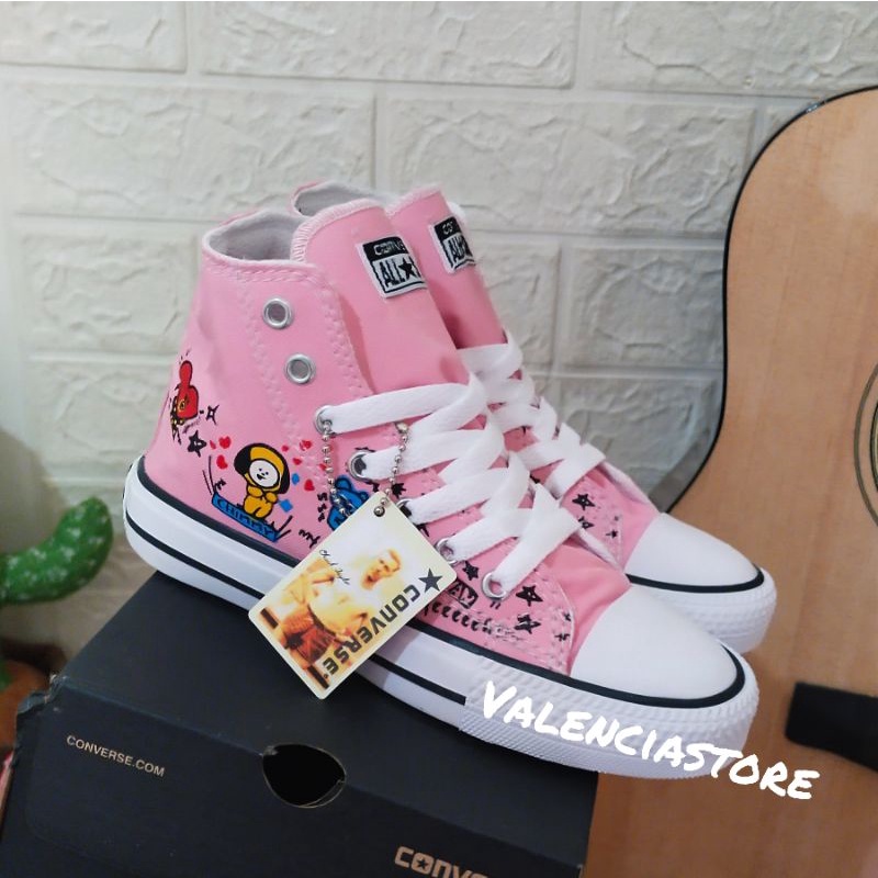 Jual TREND F37 Sepatu Anak Perempuan BTS Bt21 Converse All Star Sneakers Casual Kanvas Tali High Quality Shopee Indonesia