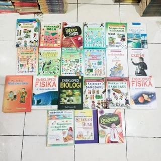Buku ENSIKLOPEDIA PENGETAHUAN BUMI DAN TATA SURYA / LISTRIK DAN MAGNET / PANCA INDERA / GAYA USAHA DAN ENERGI / SAINS / MATEMATIKA - Original Murah Hardcover