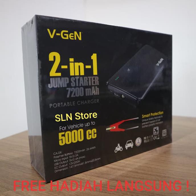 Jual POWER BANK JUMP STARTER 7200MAH VGEN JUMPER AKI MOBIL VGEN