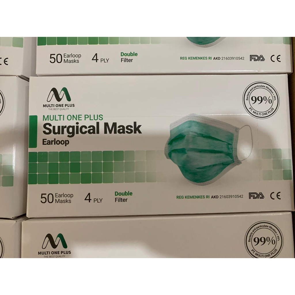 Jual Masker Medis Bedah Surgical 4 Ply Multi One Plus Earloop Isi 50 ...