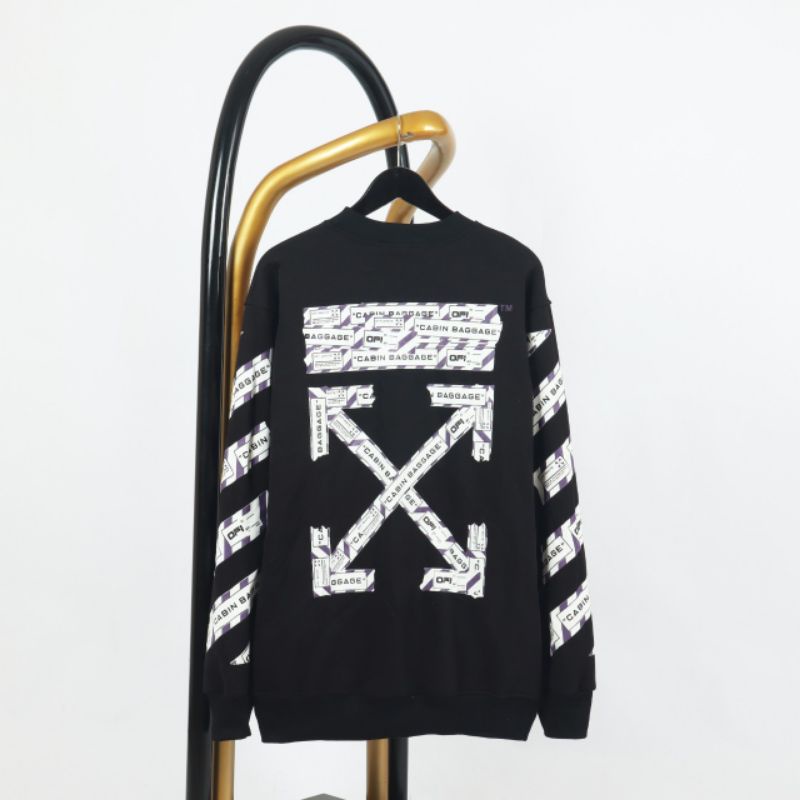 HOODIE CREWNECK OFF WHITE CABIN BAGGAGE FULL TAG LABEL FREE STICKER