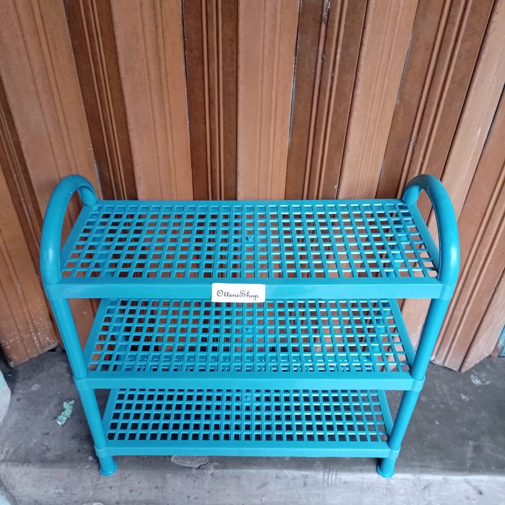 Jual Rak sepatu dan sendal plastik 3 susun Rak membuat rapi tiga sekat ...