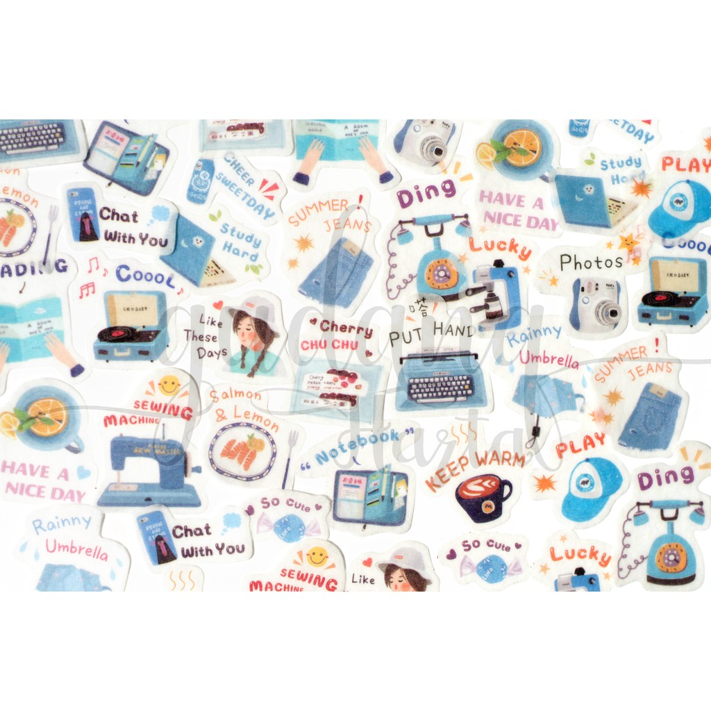 Jual Stiker Washi Blue Day Sticker Lucu Bermotif Biru Unik DIY ...
