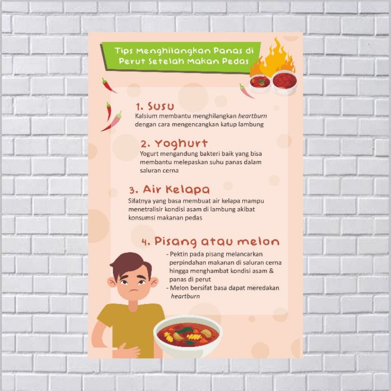Jual Poster Kesehatan Tips Menghilangkan Panas di Perut Setelah Makan ...
