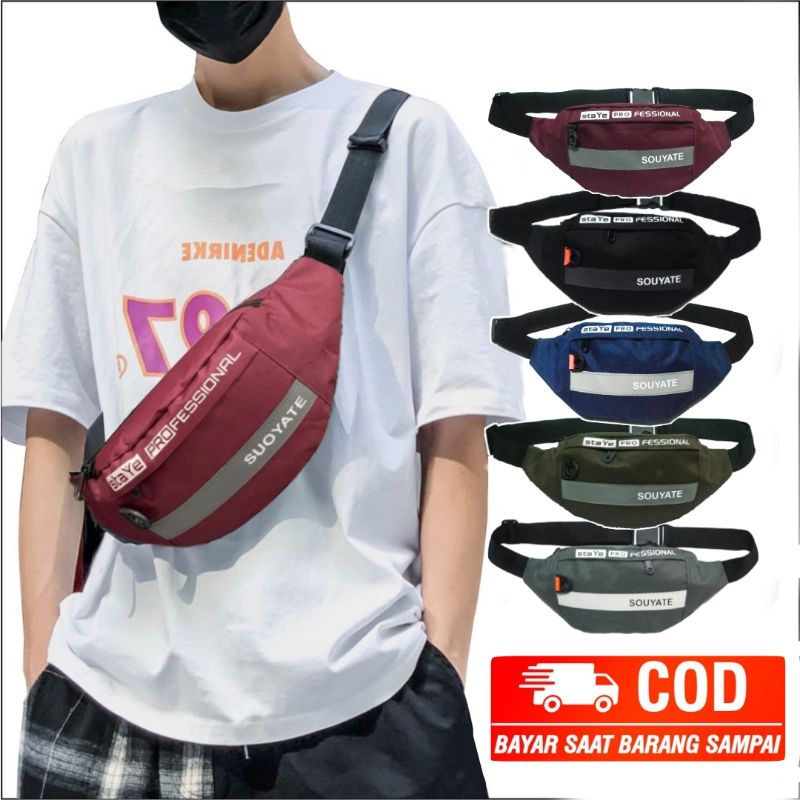 Jual Tas Waistbag Oval slempang bahu pria dan wanita / Sling bag keren