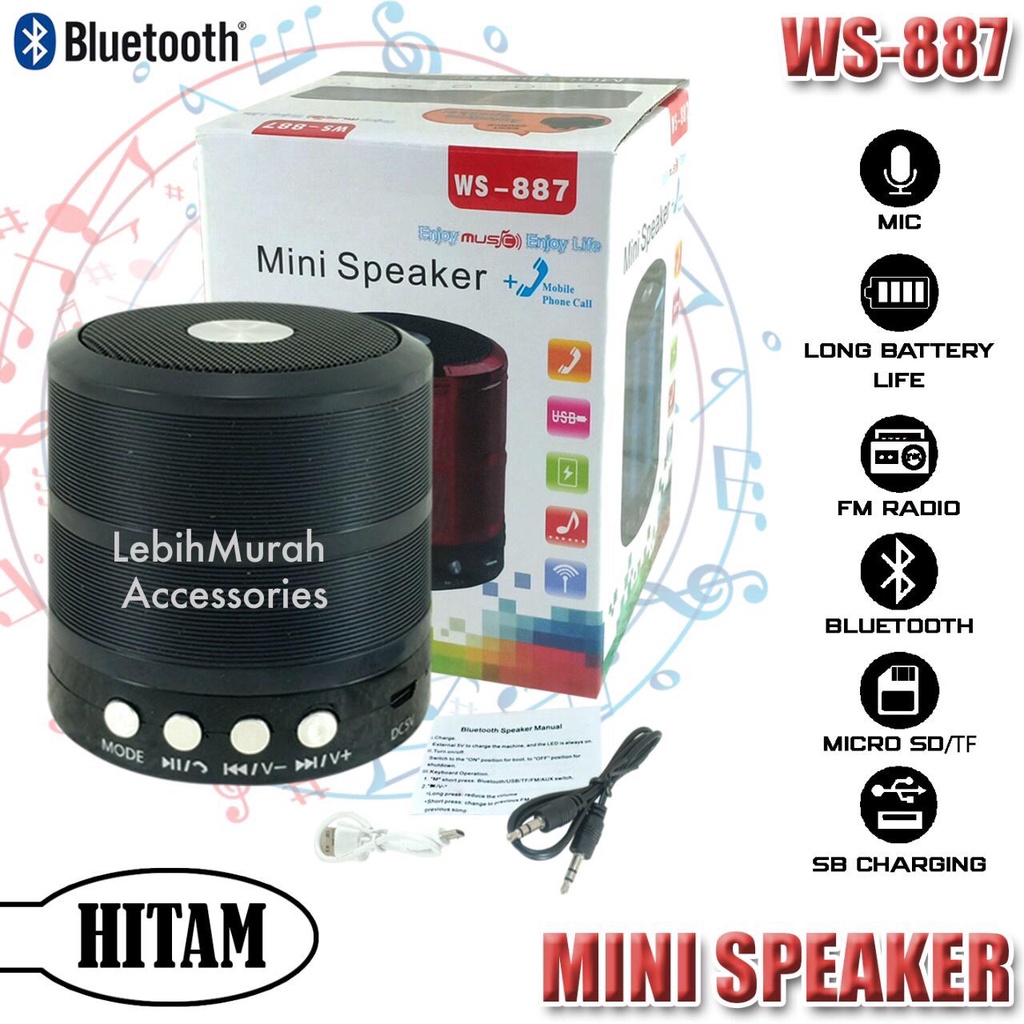 Jual Speaker Bluetooth Music Box Motif Chorme Type WS887 Speaker