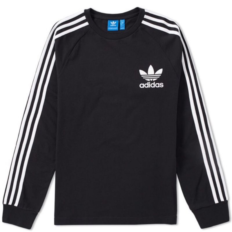 KAOS ADIDAS LENGAN PANJANG RETRO STRIPE WARNA HITAM