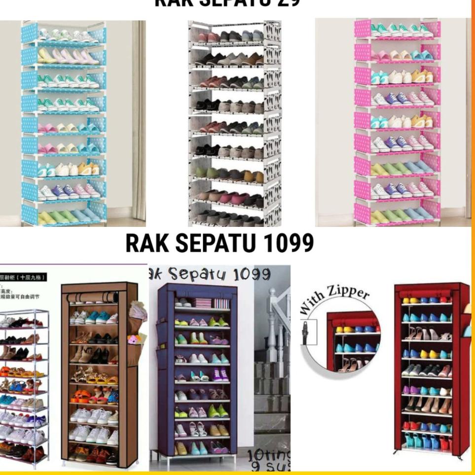 Jual Seller 88A Rak Sepatu 10 Tingkat + Cover Debu Polos Susun 9 Ruang ...