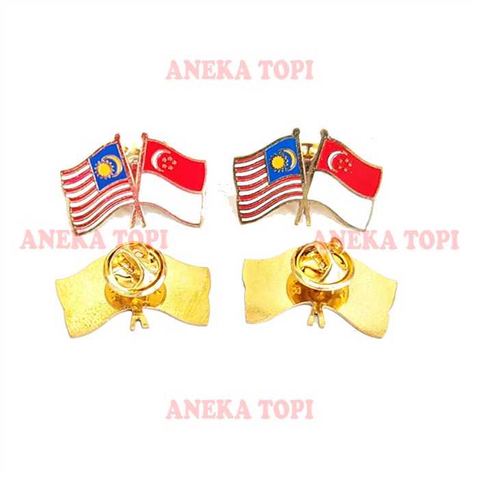 Jual Cross Flag Pin Singapura Malaysia Cross Flag Malaysia Dan Singapura Pin Bendera