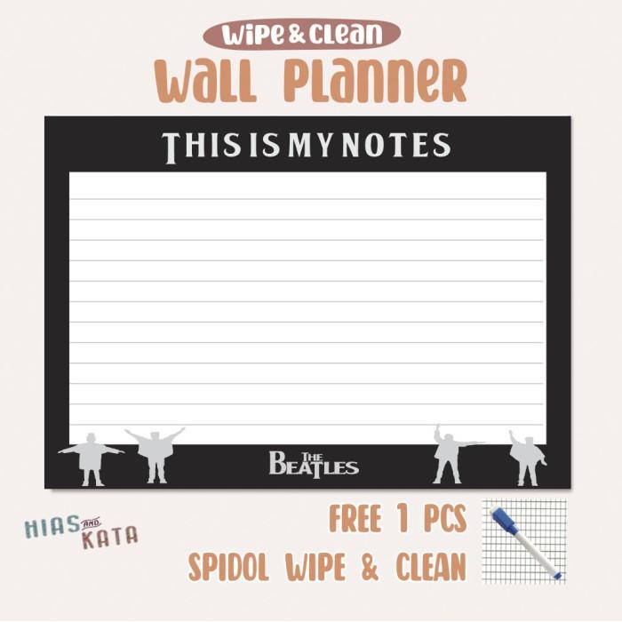 Jual Book Wall Planner Board Notes The Beatles Catatan Dinding Tempel ...