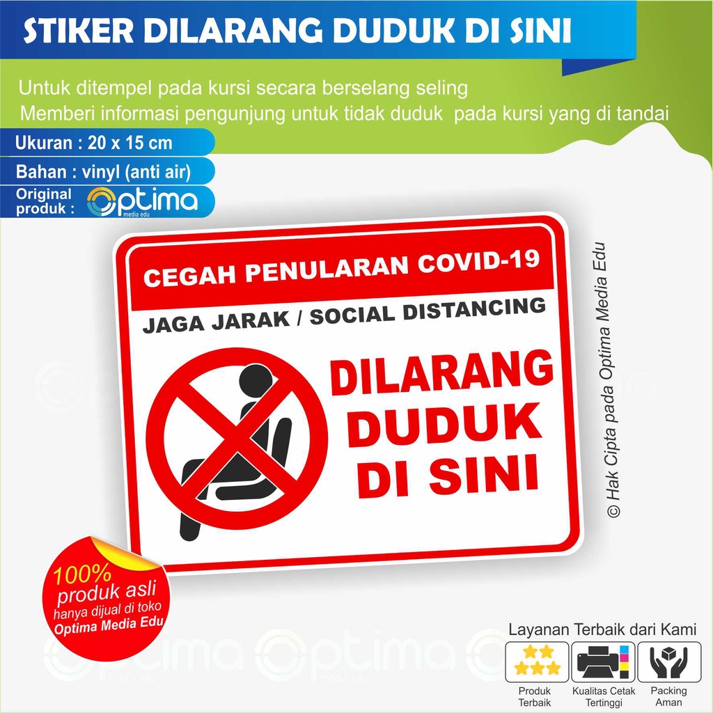 Jual Stiker Dilarang Duduk Di Sini Jaga Jarak Shopee Indonesia