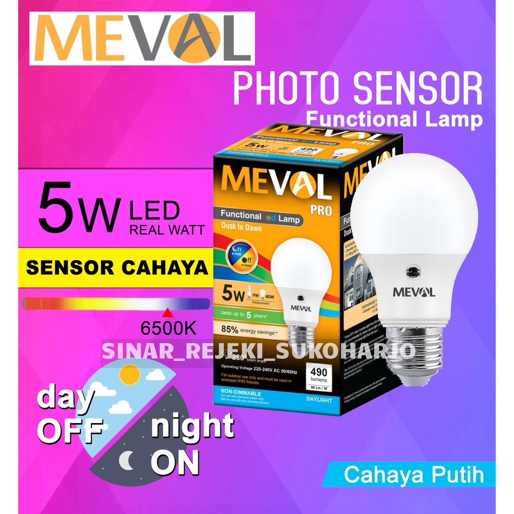 Jual Meval LED Photo Sensor 5W - Putih Sensor Cahaya Sensor Sinar ...