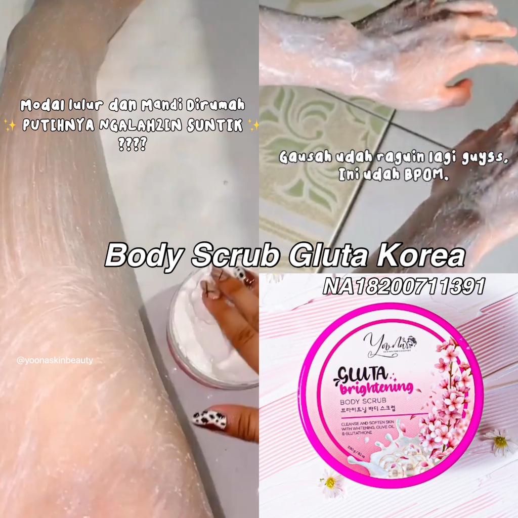 Jual [PROMO 4 pcs 100k] Body Scrub GLUTA WHITENING BODY SCRUB EXTRA