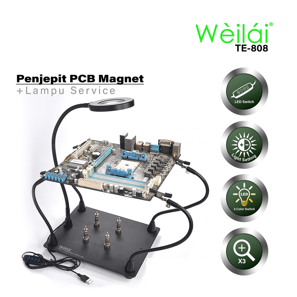 Jual Weilai Te Penjepit Pcb Kaca Pembesar Dudukan Solder Lampu Service Alat Service Pcb