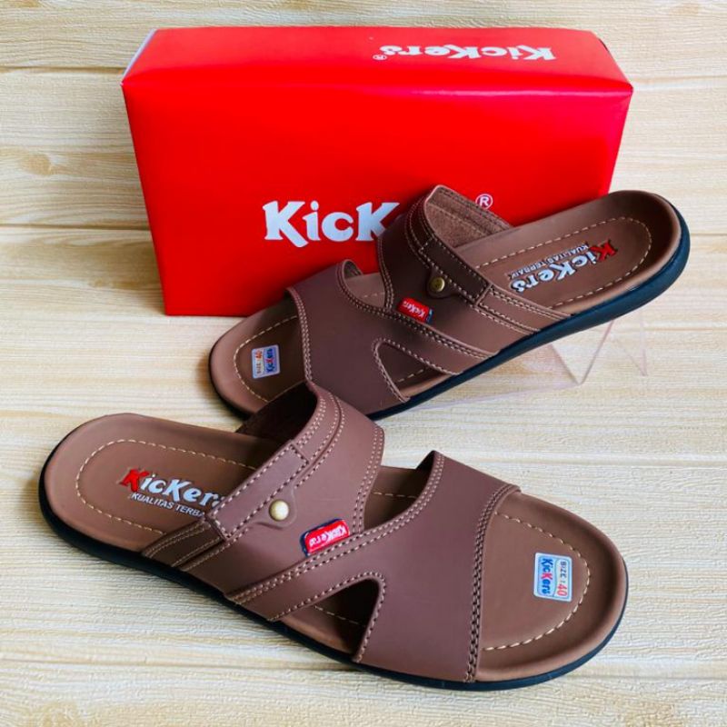 Jual SANDAL SLOP PRIA KULIT KICKERS TERBARU TRENDI FASHION Shopee Indonesia