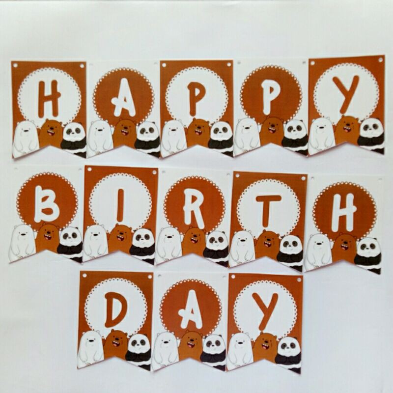 Jual banner bunting garland flag ulang tahun happy birthday karakter we