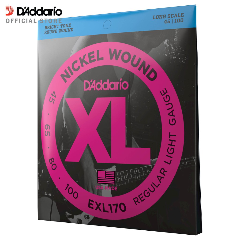 Jual D'Addario EXL170 Nickel Wound Bass Guitar Strings, Light, 45-100 ...