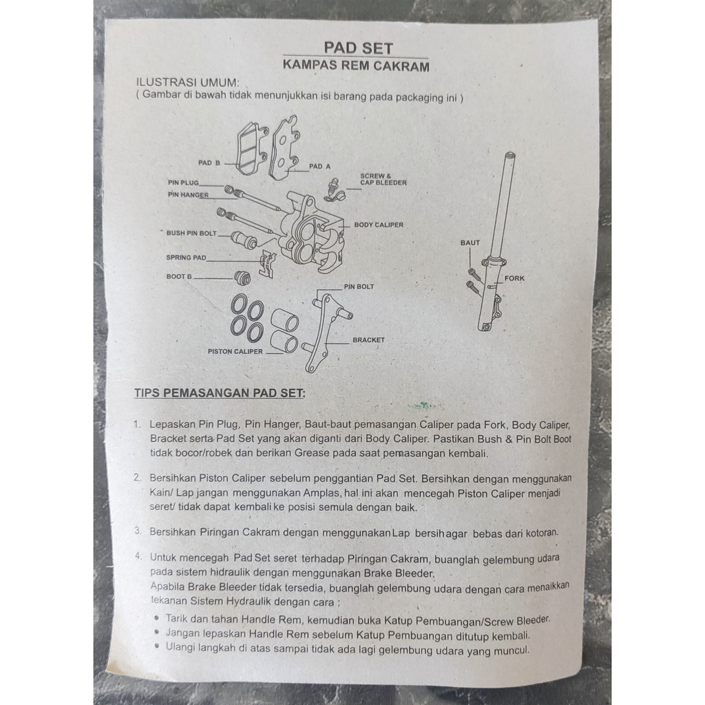 Jual KAMPAS REM CAKRAM PAD SET BELAKANG 06435 KPP VIN SUPRA X 125 FI ...