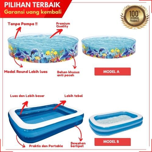 Jual [ORIGINAL] Kolam Renang Anak Karet Ukuran Jumbo Model Bundar Lebih ...