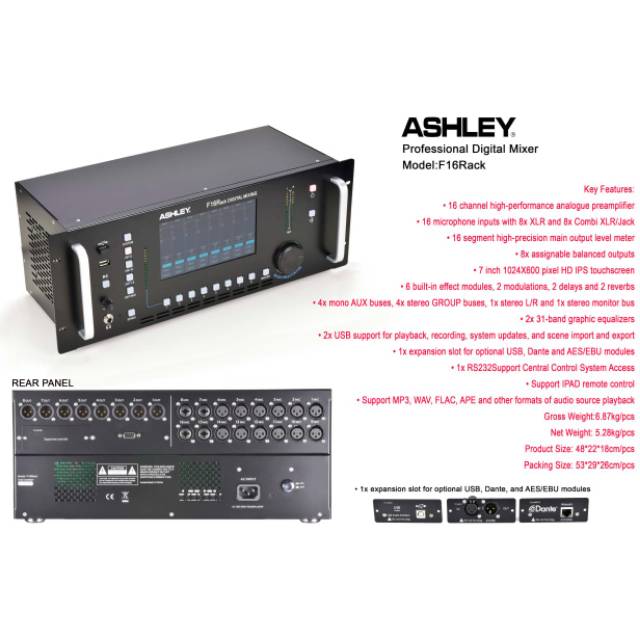 Jual Mixer Audio Digital ASHLEY F16RACK / F16 RACK / F 16RACK ORIGINAL