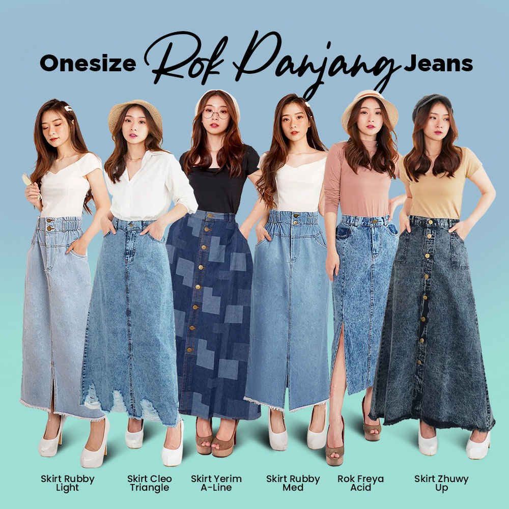 Jual Rok Panjang Jeans - Skirt Cleo Triangle JD - Allsize | Shopee ...