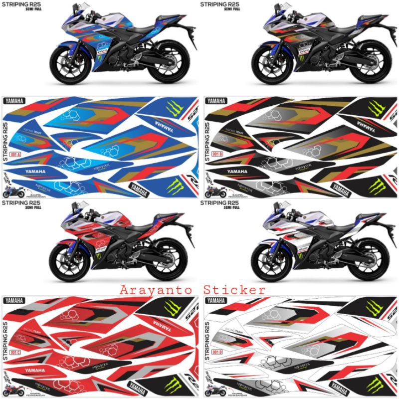Jual Sticker Stiker Striping Yamaha R25 Semifullbody Variasi (Semua ...