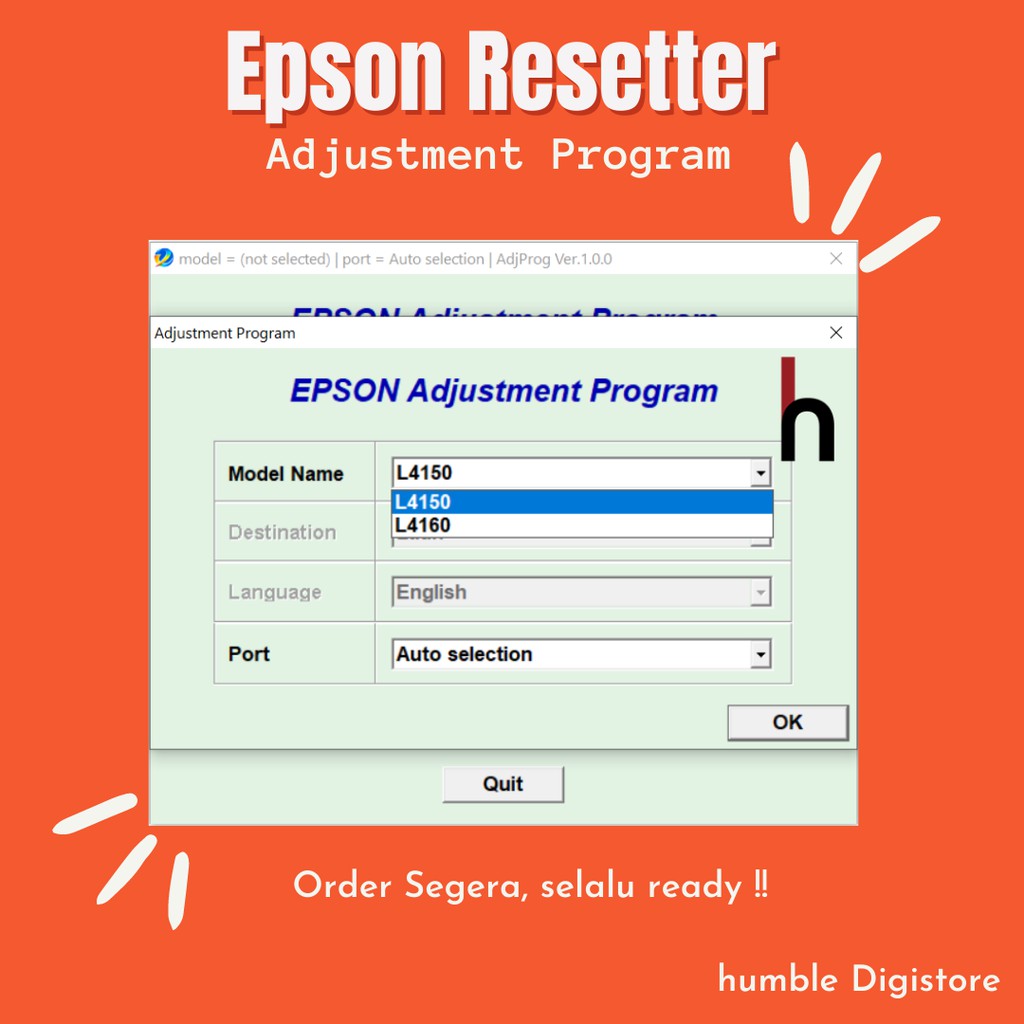 Jual Epson L4150_L4160 Program Resetter / Waste Ink Pad Counter Reset
