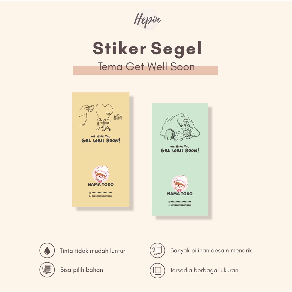 Jual Murah Cetak Stiker Segel Tema GET WELL SOON/stiker Murah | Shopee ...