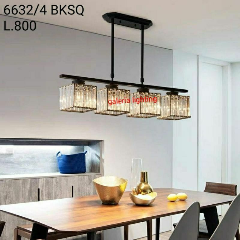 Jual Lampu gantung minimalis kristal kotak dekorasi meja makan tipe ...