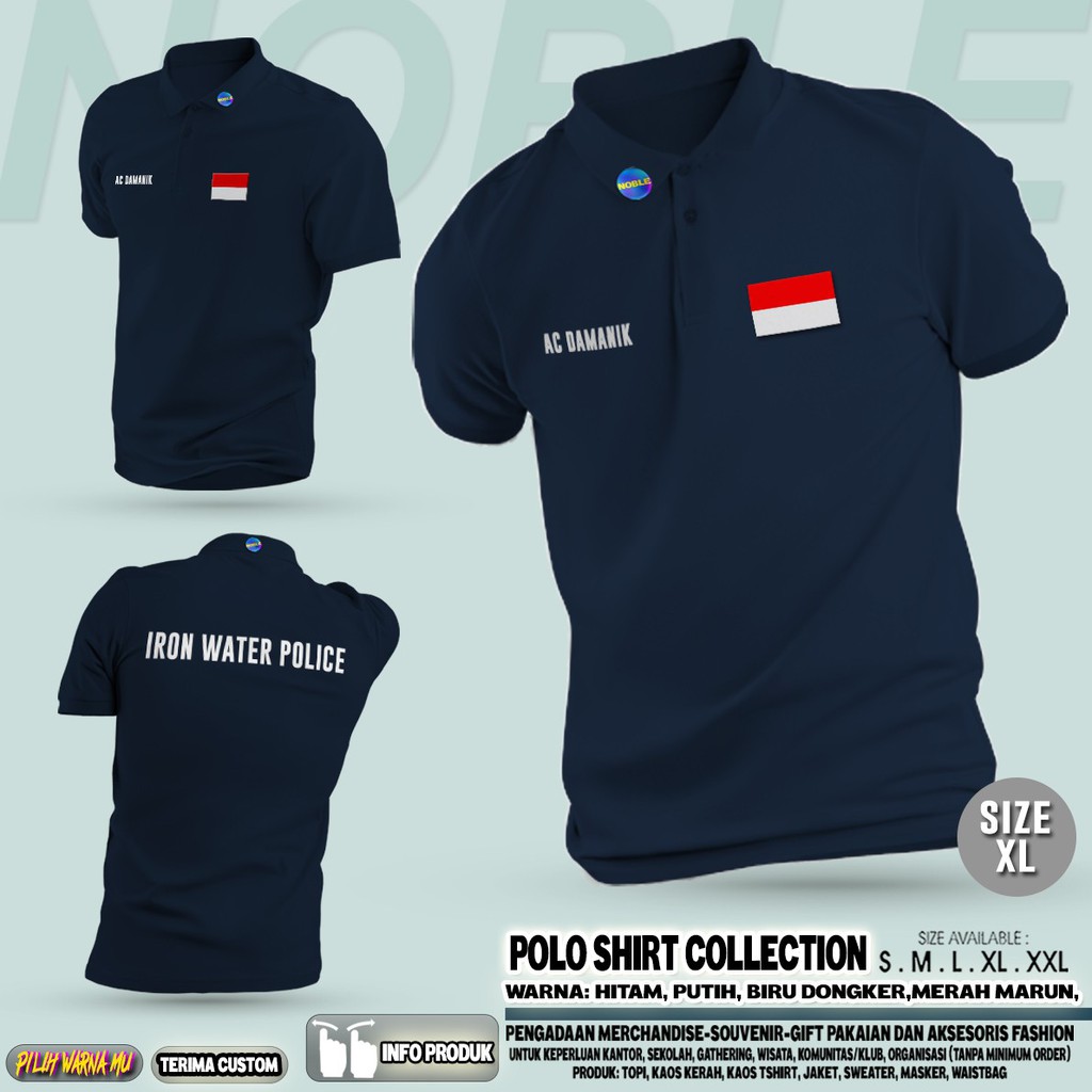 Jual KAOS KERAH BERKERAH POLO SHIRT IRON WATER POLICE DESAIN CUSTOM