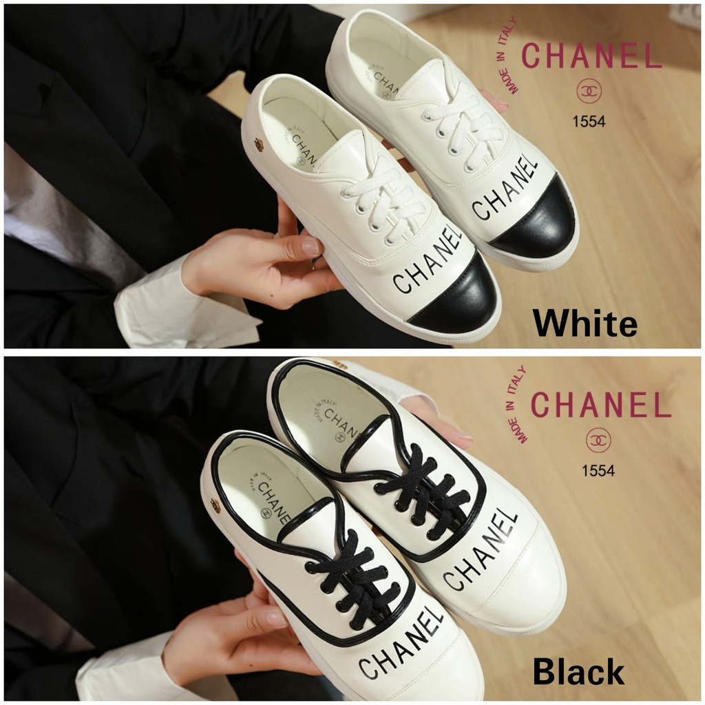 Jual Sepatu Chanel Sneakers 1554 EDC 14 impor batam reseller murah wedges sport cantik sneakers shoes Shopee Indonesia