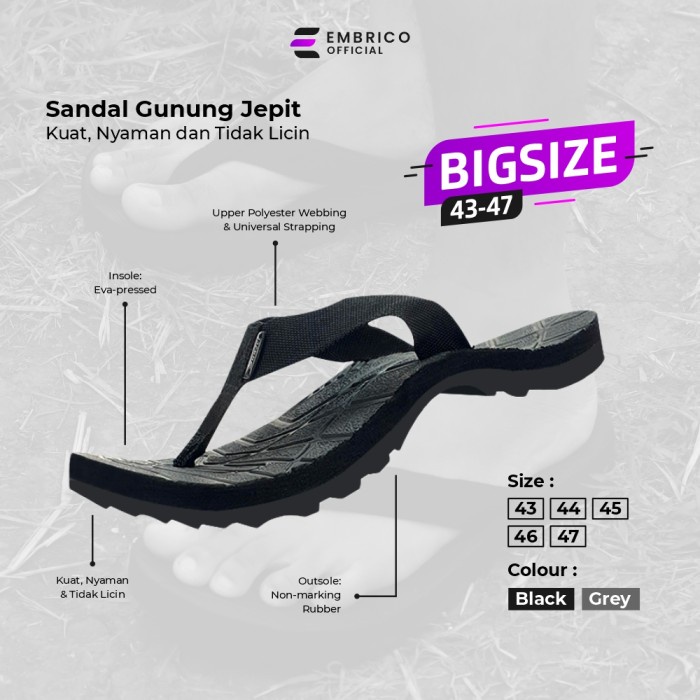 Jual SANDAL JEPIT GUNUNG JUMBO SENDAL OUTDOOR TERMURAH HIKING BIG