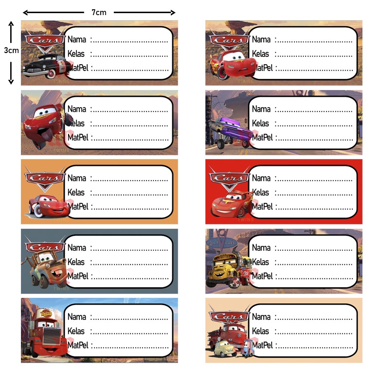 Jual Stiker Label Buku Karakter Cars Disney | Shopee Indonesia