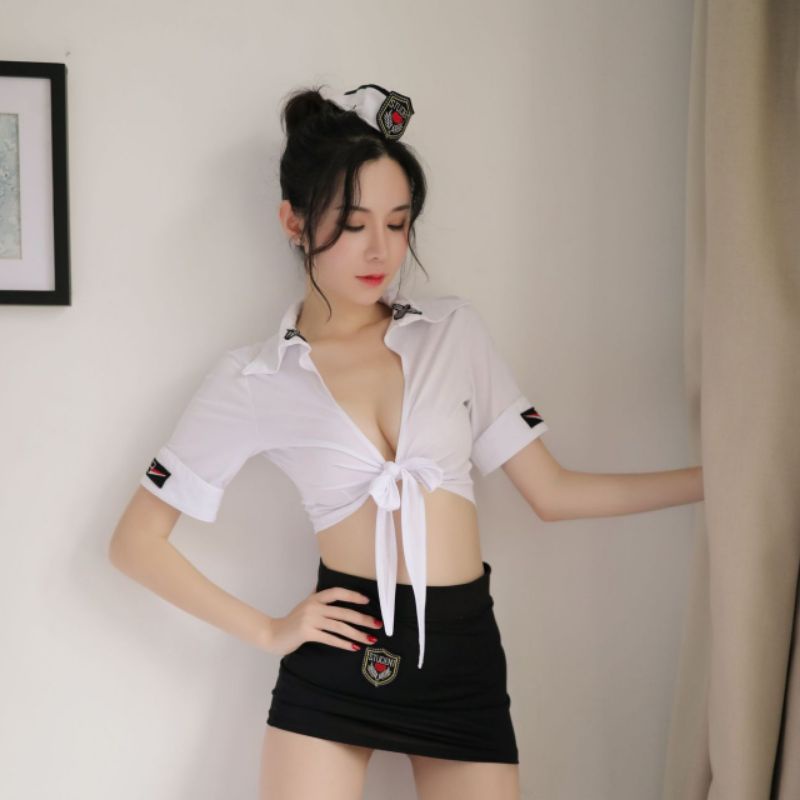 Jual Seragam Pramugari Sexy Stewardess Pelaut Sailor Uniform Pilot