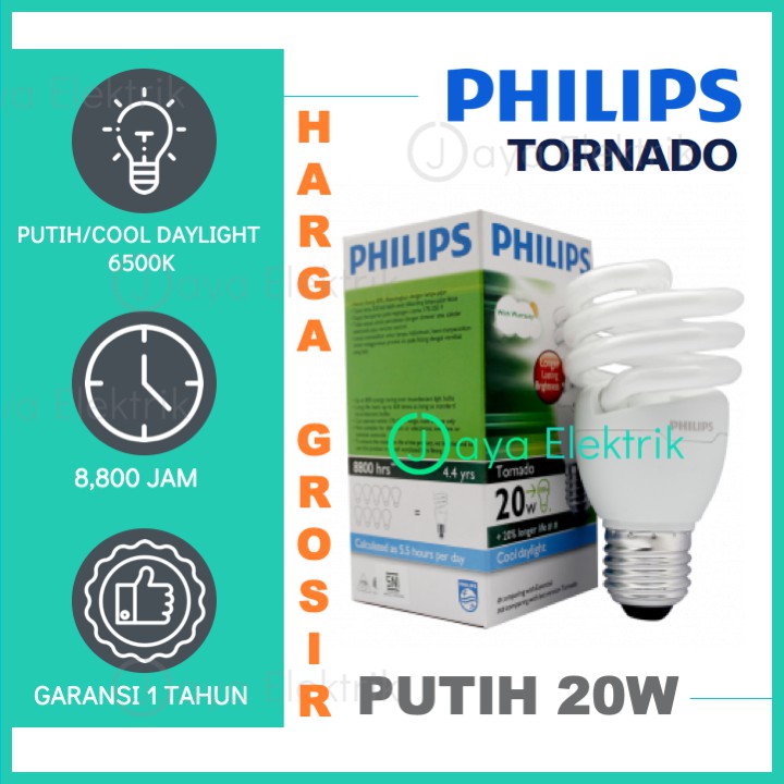 Jual Lampu Philips Tornado 20W 20 Watt W 20Watt Putih Cool Daylight ...