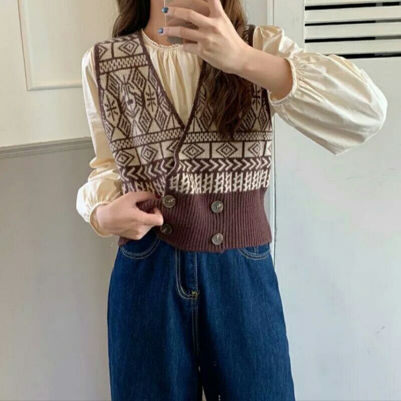 Jual YOZA KOREAN KNIT VEST IMPORT ROMPI RAJUT PREMIUM KOREAN STYLE | MY ...