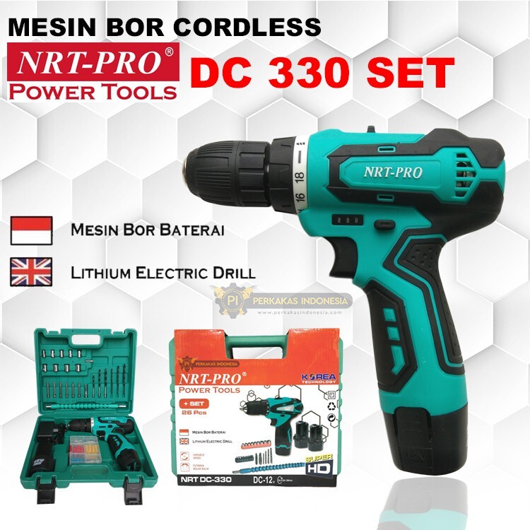 Jual Mesin Bor Cordless Dc 330 Nrt Pro Set Mesin Bor Baterai Nrt Pro