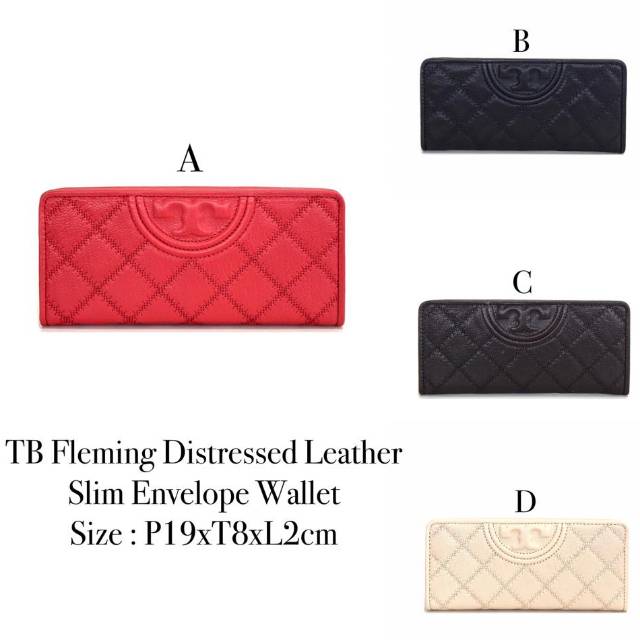 Tory burch fleming distressed leather slim envelope clearance wallet