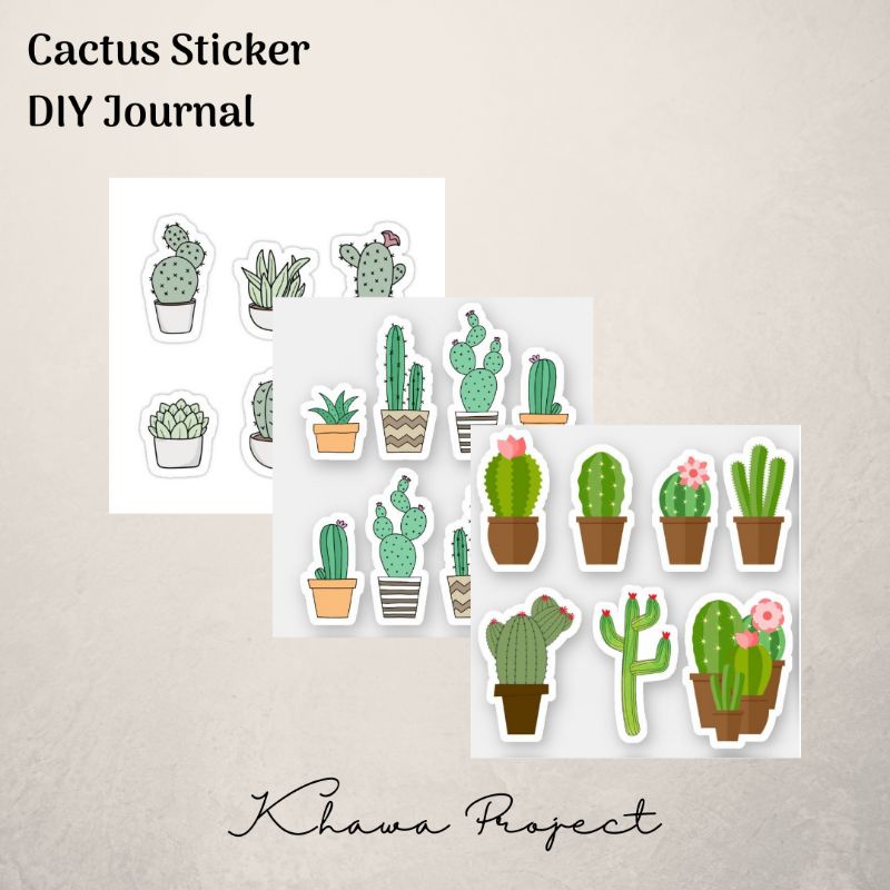 Jual Sticker Cactus Stiker Kaktus Aesthetic Scrapbook Jurnal Bujo Freebie Murah Shopee Indonesia