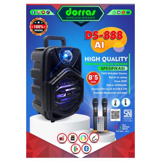 Jual Speaker Portable Dorras Ds 888 A1 Shopee Indonesia