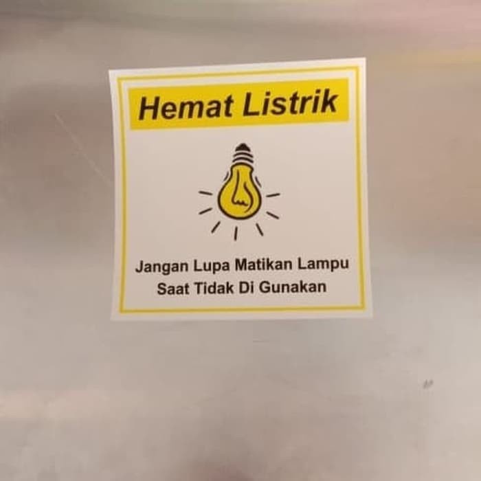 Jual Sign Sticker Hemat Listrik Kuning 15x15cm Stiker Himbauan Rambu