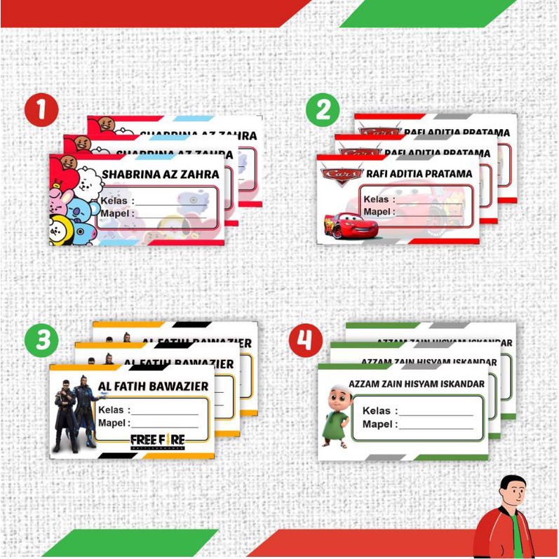 Jual (20 Pcs) Sticker Label Nama Buku Pelajaran Anak Vol 2 | Shopee ...